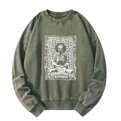 Tokyo-Tiger Sayagata Buddha Graphic Washed Sweatshirt