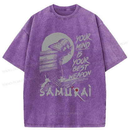 Tokyo-Tiger Brooding Japanese Samurai Washed T-Shirt