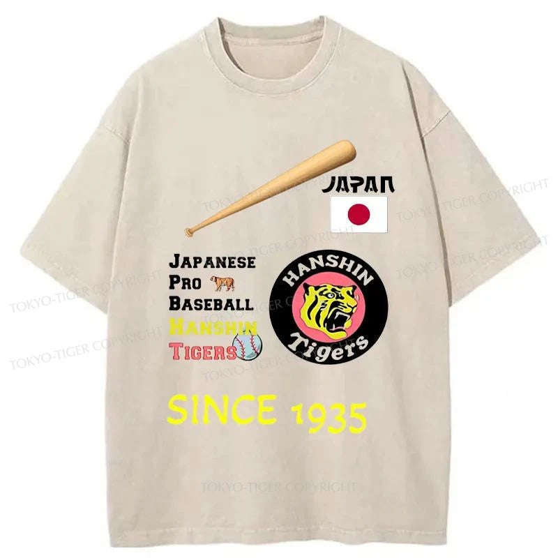 Tokyo-Tiger Japanese Professional Baseball Team Washed T-Shirt