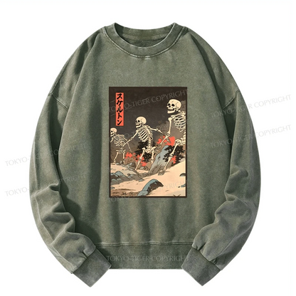 Tokyo-Tiger Japanese Rising Skeletons Washed Sweatshirt