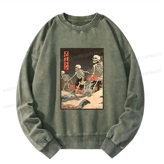 Tokyo-Tiger Japanese Rising Skeletons Washed Sweatshirt