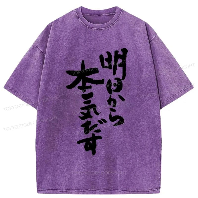 Tokyo-Tiger I'm Going To Get Serious Tomorrow Japan Washed T-Shirt