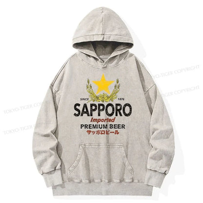 Tokyo-Tiger Sapporo Beer Star Japanese Washed Hoodie