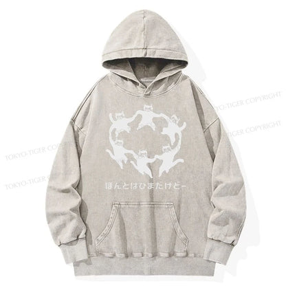 Tokyo-Tiger Leisure Cats Japanese Washed Hoodie