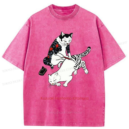 Tokyo-Tiger The Cat Is Tattooing Washed T-Shirt