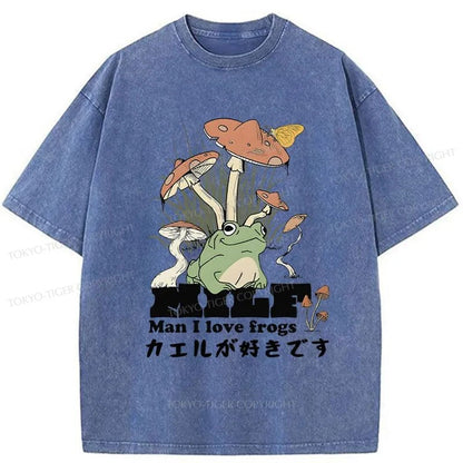 Tokyo-Tiger Man I Love Frogs Washed T-Shirt