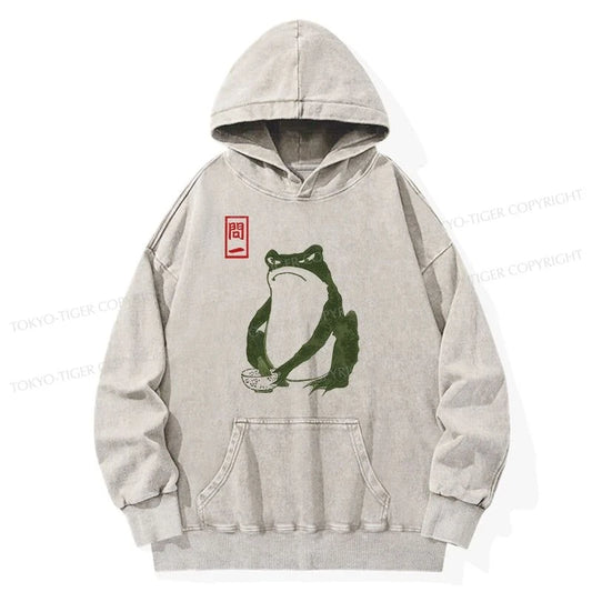 Tokyo-Tiger Woodblock Print Frog Washed Hoodie