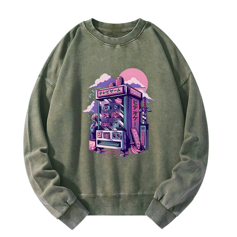 Tokyo-Tiger Japanese Vending Machines Washed Sweatshirt