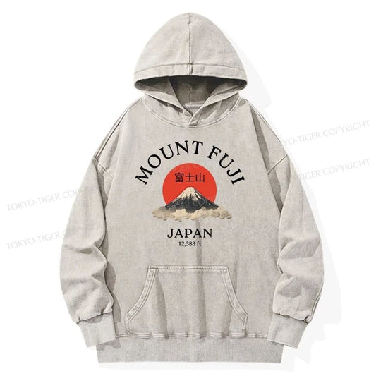 Tokyo-Tiger Japan Mount Fuji Sun Unisex Washed Hoodie