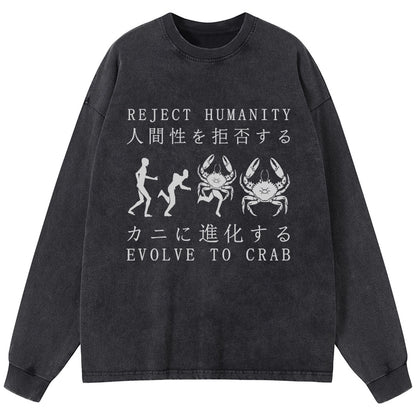 Tokyo-Tiger Reject Humanity Rvolve To Crab Washed Long Sleeve T-Shirt