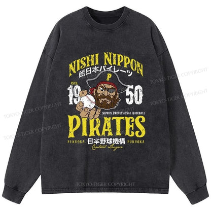 Tokyo-Tiger Nishi Nippon Baseball Washed Long Sleeve T-Shirt