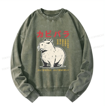 Tokyo-Tiger Angry Capybara Japan Washed Sweatshirt