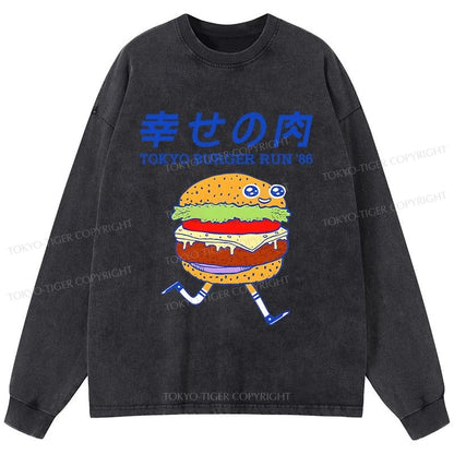 Tokyo-Tiger Tokyo Burger Run Japanese Washed Long Sleeve T-Shirt