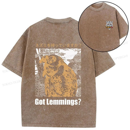 Tokyo-Tiger Do You Have Lemmings Japanese Front Back Washed T-Shirt