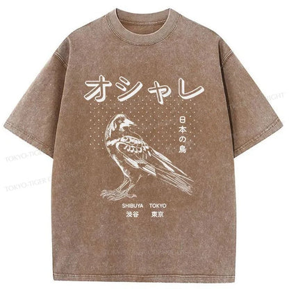 Tokyo-Tiger Japanese Bird Washed T-Shirt