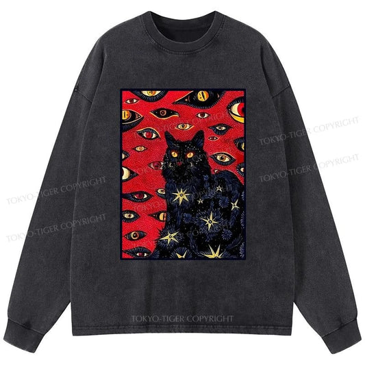 Tokyo-Tiger Mysterious Cat Washed Long Sleeve T-Shirt