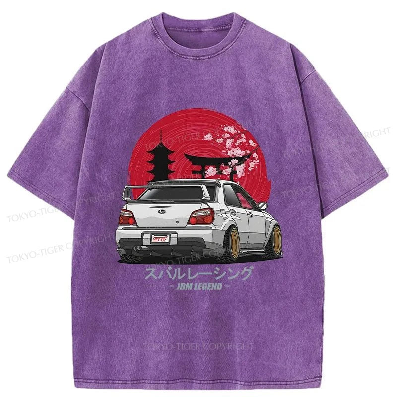 Tokyo-Tiger Subaru Racing Car Japanese Washed T-Shirt