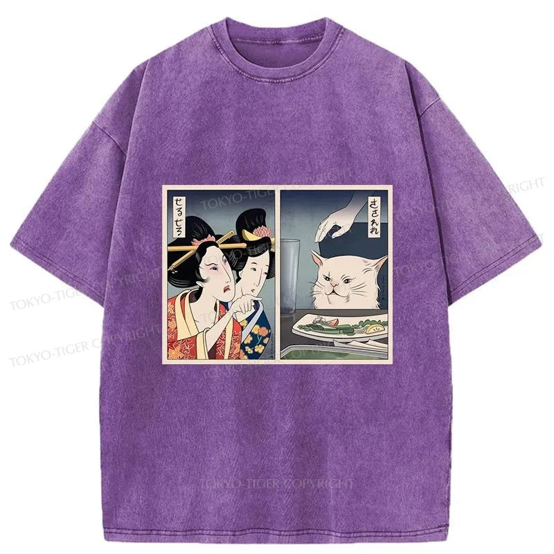 Tokyo-Tiger The Geisha Scolded The Cat Washed T-Shirt