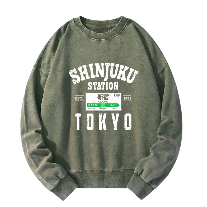 Tokyo-Tiger Shinjuku Station Yamanote Line Washed Sweatshirt