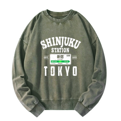 Tokyo-Tiger Shinjuku Station Yamanote Line Washed Sweatshirt