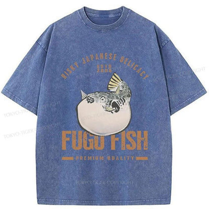 Tokyo-Tiger Fugu Fish Japanese Washed T-Shirt