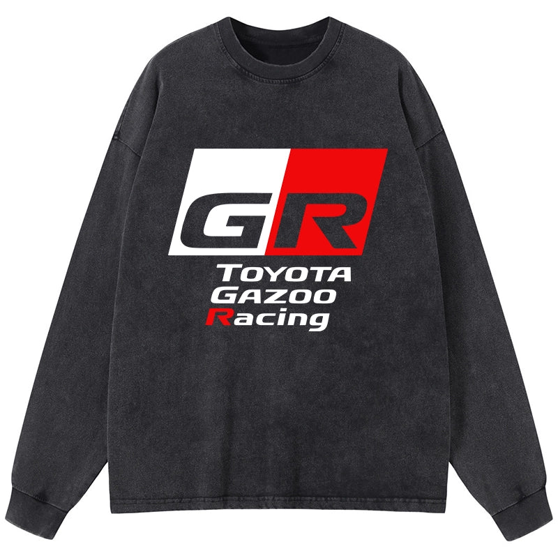 Tokyo-Tiger Toyota Gazoo Racing GR Logo Washed Long Sleeve T-Shirt