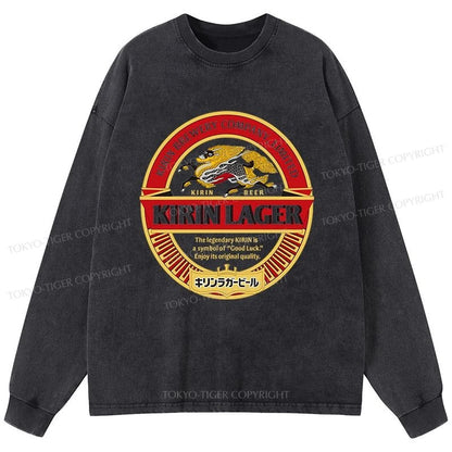 Tokyo-Tiger Kirin Ichiban Beer Logo Japan Washed Long Sleeve T-Shirt