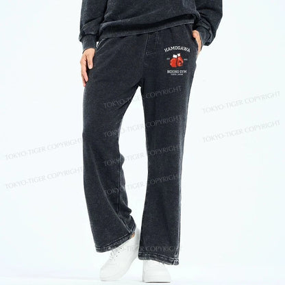 Tokyo-Tiger Retro Boxing Gloves Manga Anime Washed Sweatpants