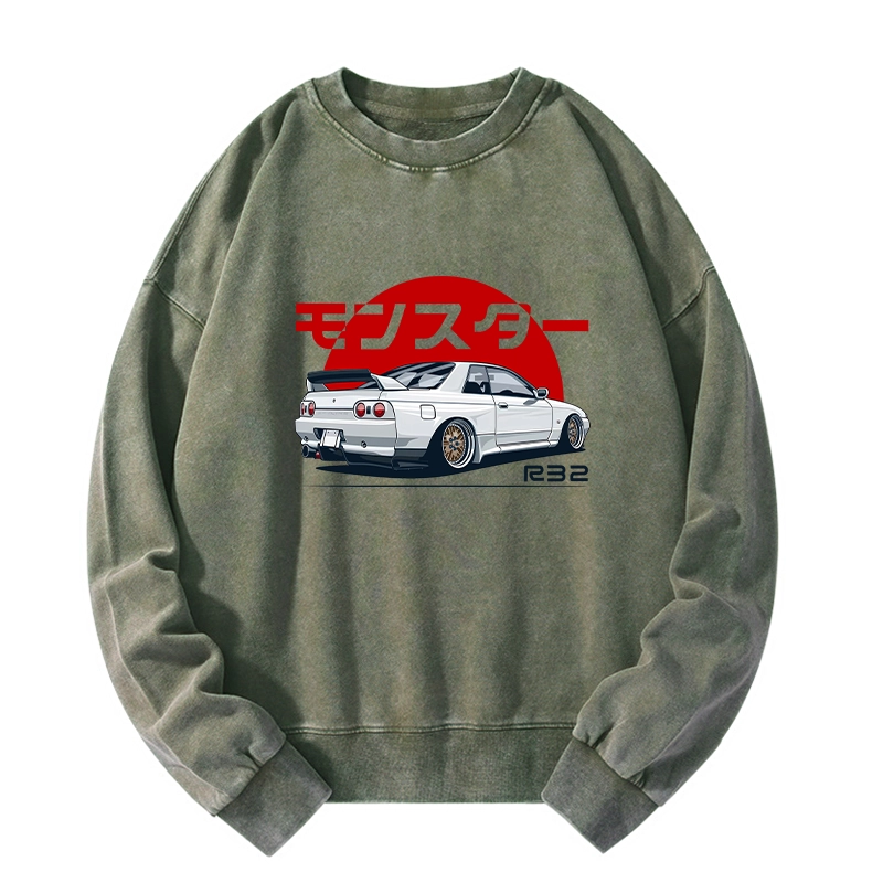 Tokyo-Tiger Monster. Skyline R32 GTR Washed Sweatshirt