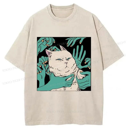 Tokyo-Tiger Scary Cat Japanese Washed T-Shirt