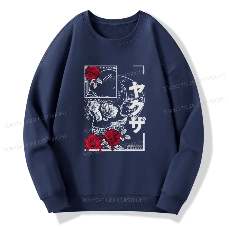 Tokyo-Tiger Skull Roses Japanese Aesthetic Sweatshirt