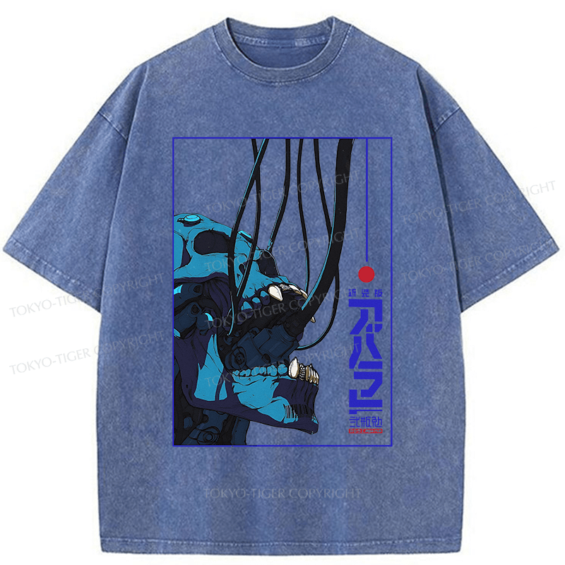 Tokyo-Tiger Skeleton Robot Japanese Washed T-Shirt