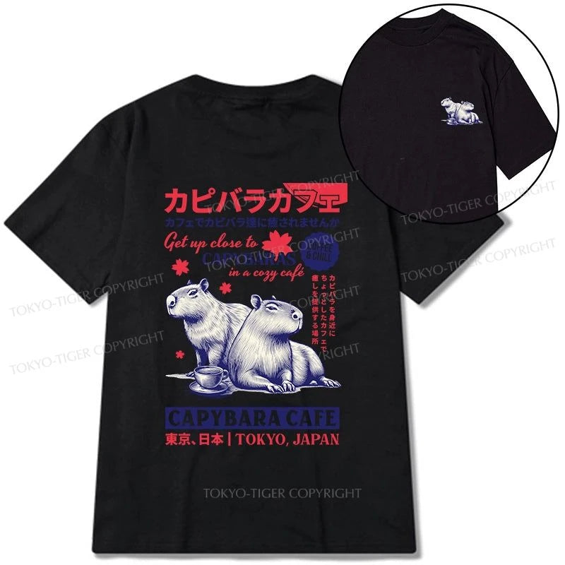 Tokyo-Tiger Tokyo Japan Capybara Cafe Front Back Classic T-Shirt