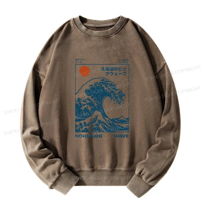 Tokyo-Tiger Hokkaido Wave Japan Washed Sweatshirt