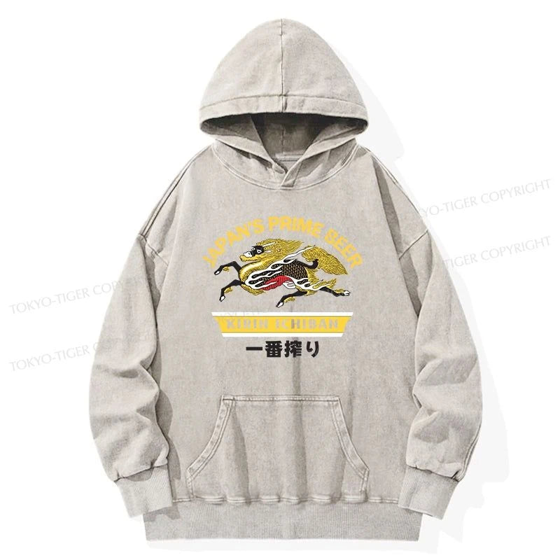 Tokyo-Tiger Kirin Ichiban Beer Logo Japanese Washed Hoodie