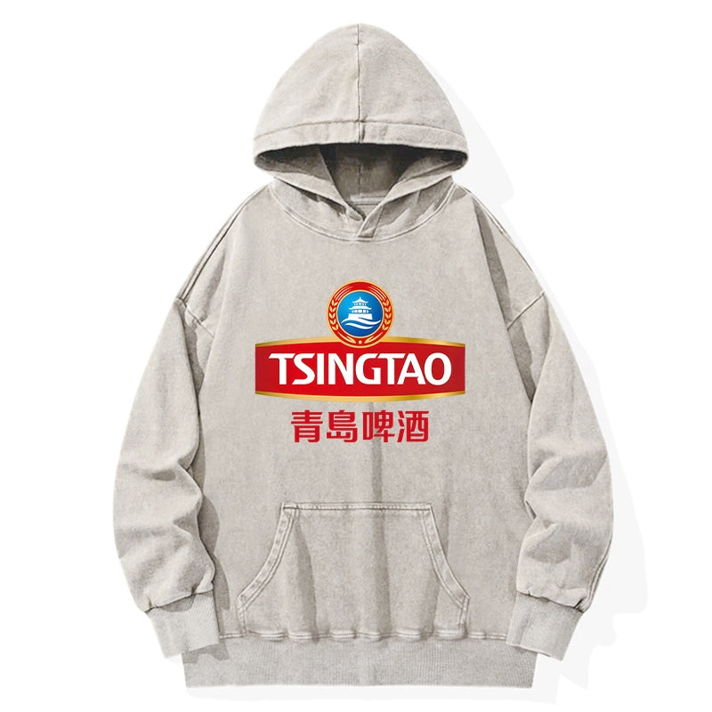 Tokyo-Tiger Qingdao Beer Logo Washed Hoodie