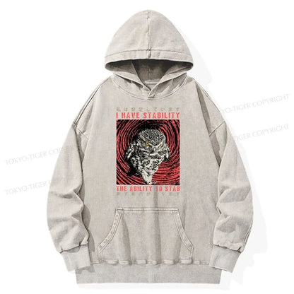 Tokyo-Tiger I Have Stability Owl Washed Hoodie