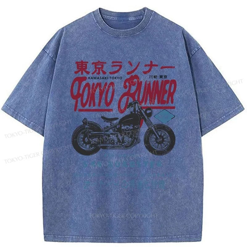 Tokyo-Tiger Motorcycle Japanese Washed T-Shirt