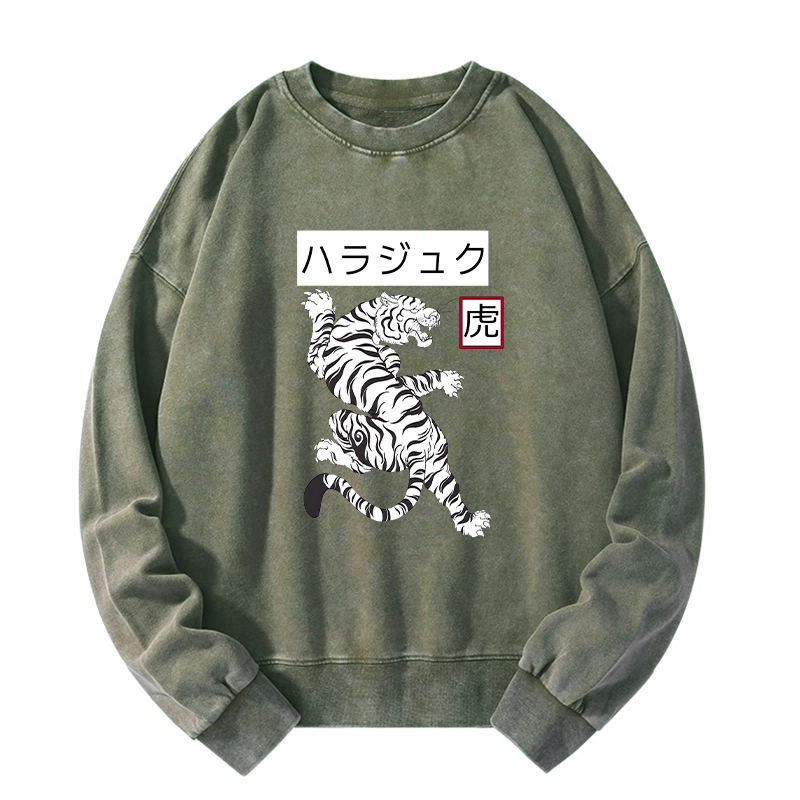 Tokyo-Tiger White Tiger Washed Sweatshirt