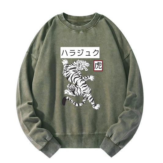 Tokyo-Tiger White Tiger Washed Sweatshirt