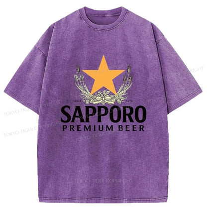 Tokyo-Tiger Sapporo Beer Logo Japanese Washed T-Shirt