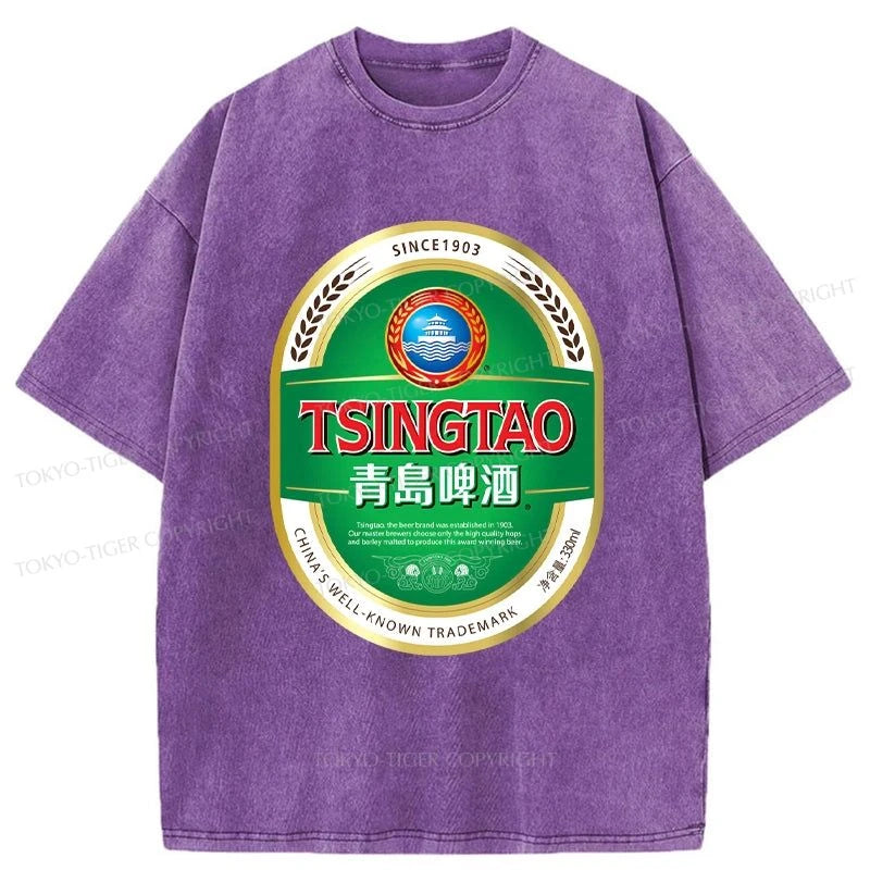 Tokyo-Tiger Tsingtao Beer Logo Washed T-Shirt