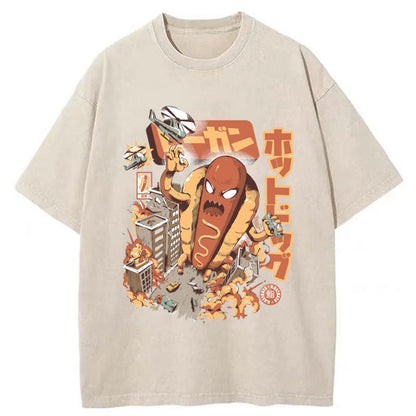 Tokyo-Tiger Great Hot Dog Kaiju Japanese Washed T-Shirt