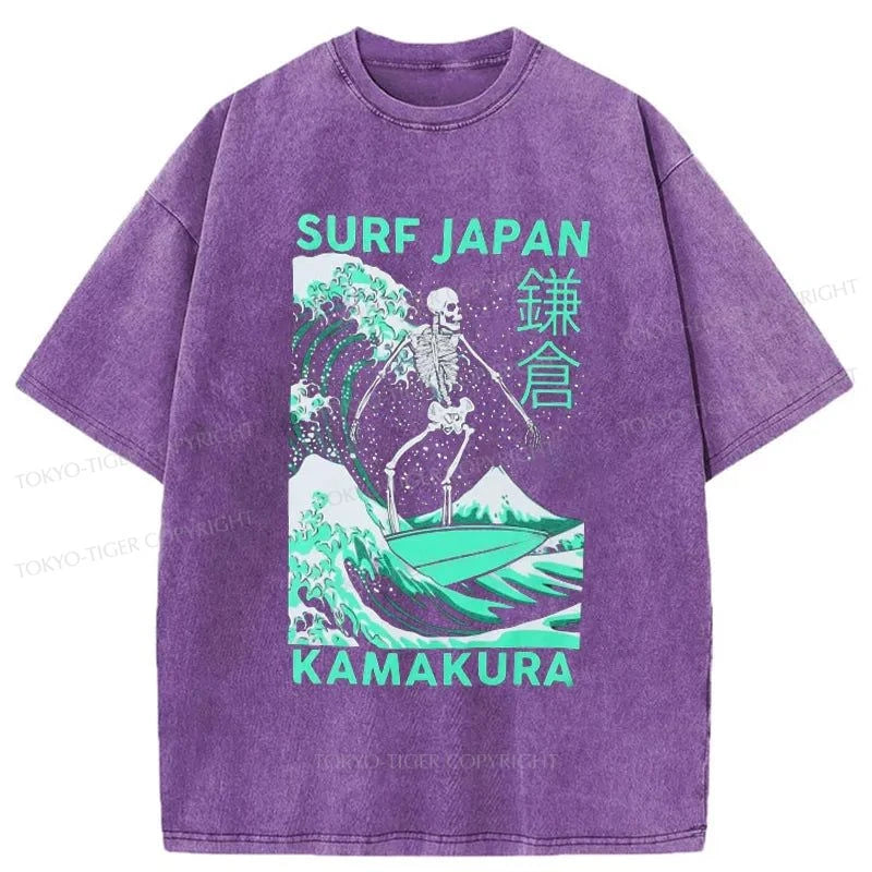 Tokyo-Tiger Surf Japanese Skeleton Washed T-Shirt