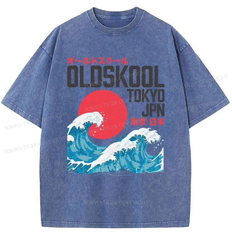 Tokyo-Tiger Old Skool Tokyo Japan Washed T-Shirt