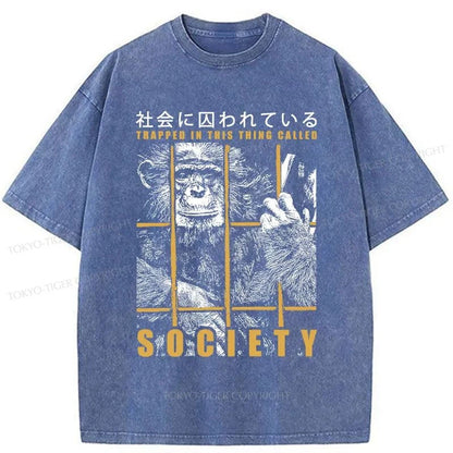 Tokyo-Tiger Trapped In Society Washed T-Shirt