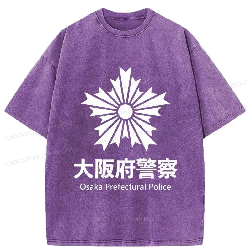 Tokyo-Tiger Osaka Prefectural Police Japanese Washed T-Shirt