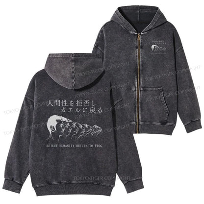 Tokyo-Tiger Return To Frog Washed Zip Hoodie