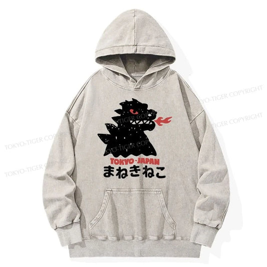 Tokyo-Tiger Japanese Fortune Cat Washed Hoodie