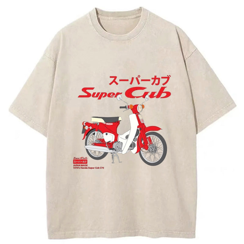 Tokyo-Tiger The classic 1970's Honda Super Cub C70 Washed T-Shirt